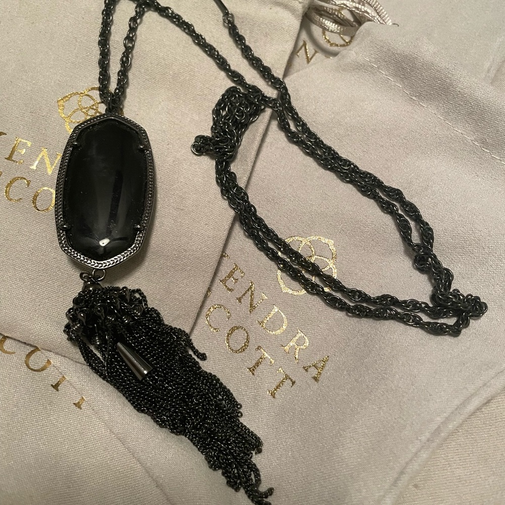 Kendra Scott Rayne Necklace - Gunmetal and Black